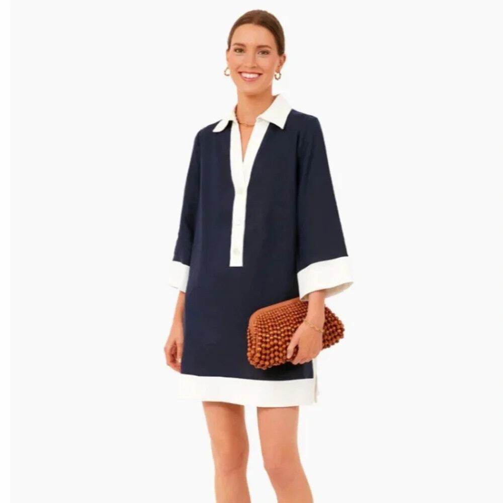 TUCKERNUCK Navy Collier Dress Size L NWT Retail $198